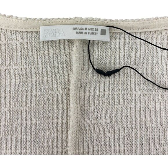 Zara Womens Sweater Bows M Medium Ivory Textured Long Sleeve 5039/153 NWOT - Picture 6 of 10
